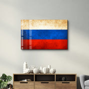 Russian Flag Splash - Glass Wall Art