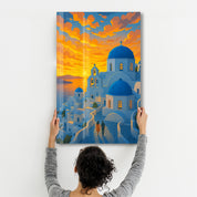 Santorini Sunset – Glass Wall Art by HMZ