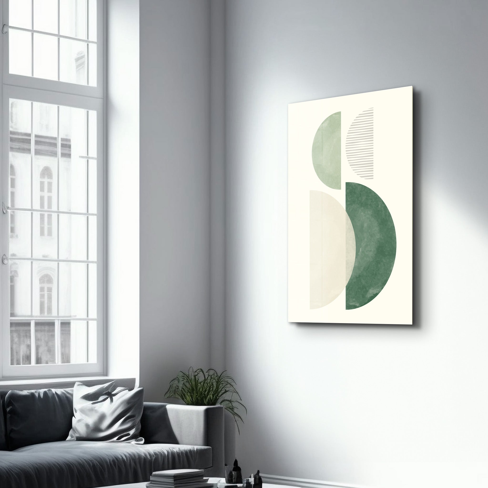 Soft Geometry Vertical Balance - Glass Wall Art
