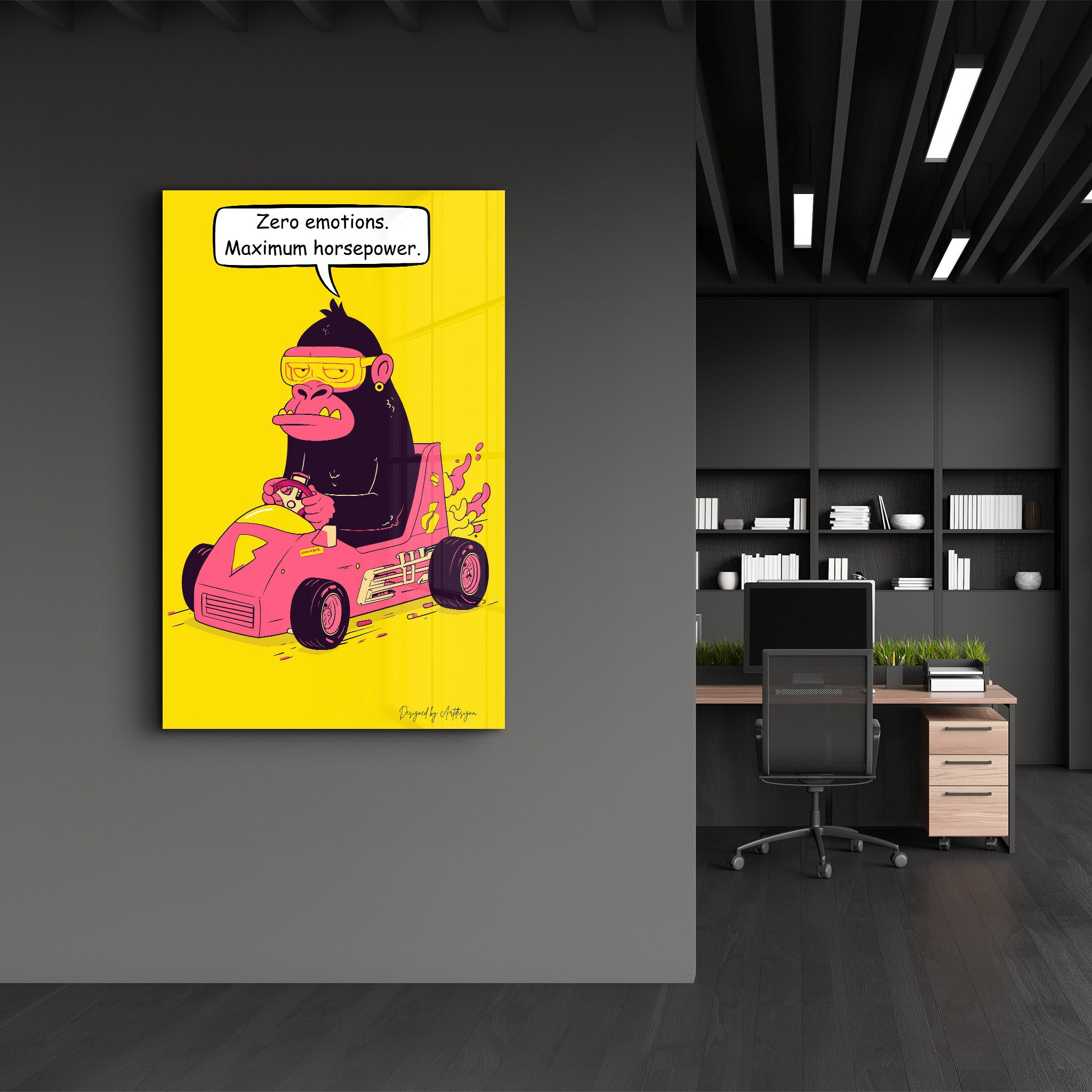 Speedy Gorilla - Glass Wall Art