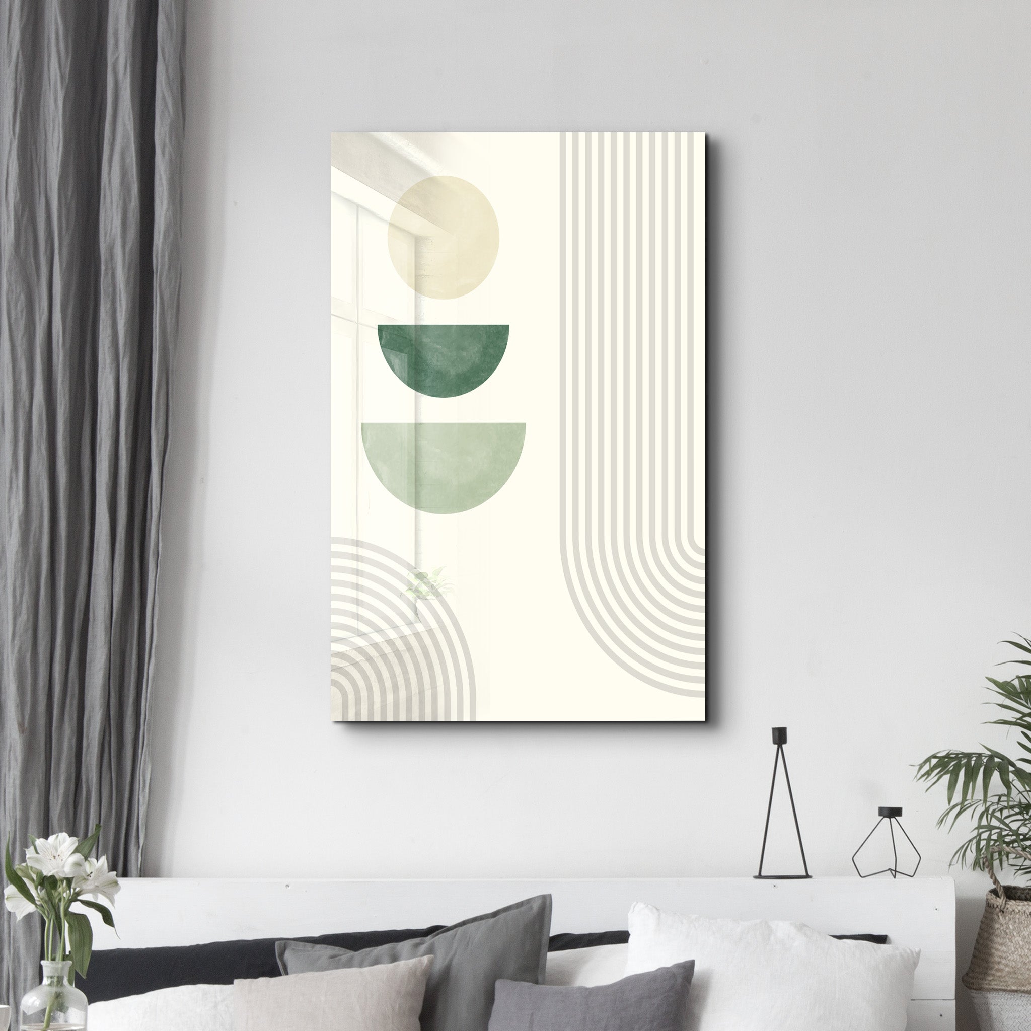Stacked Halves & Lines Harmony - Glass Wall Art