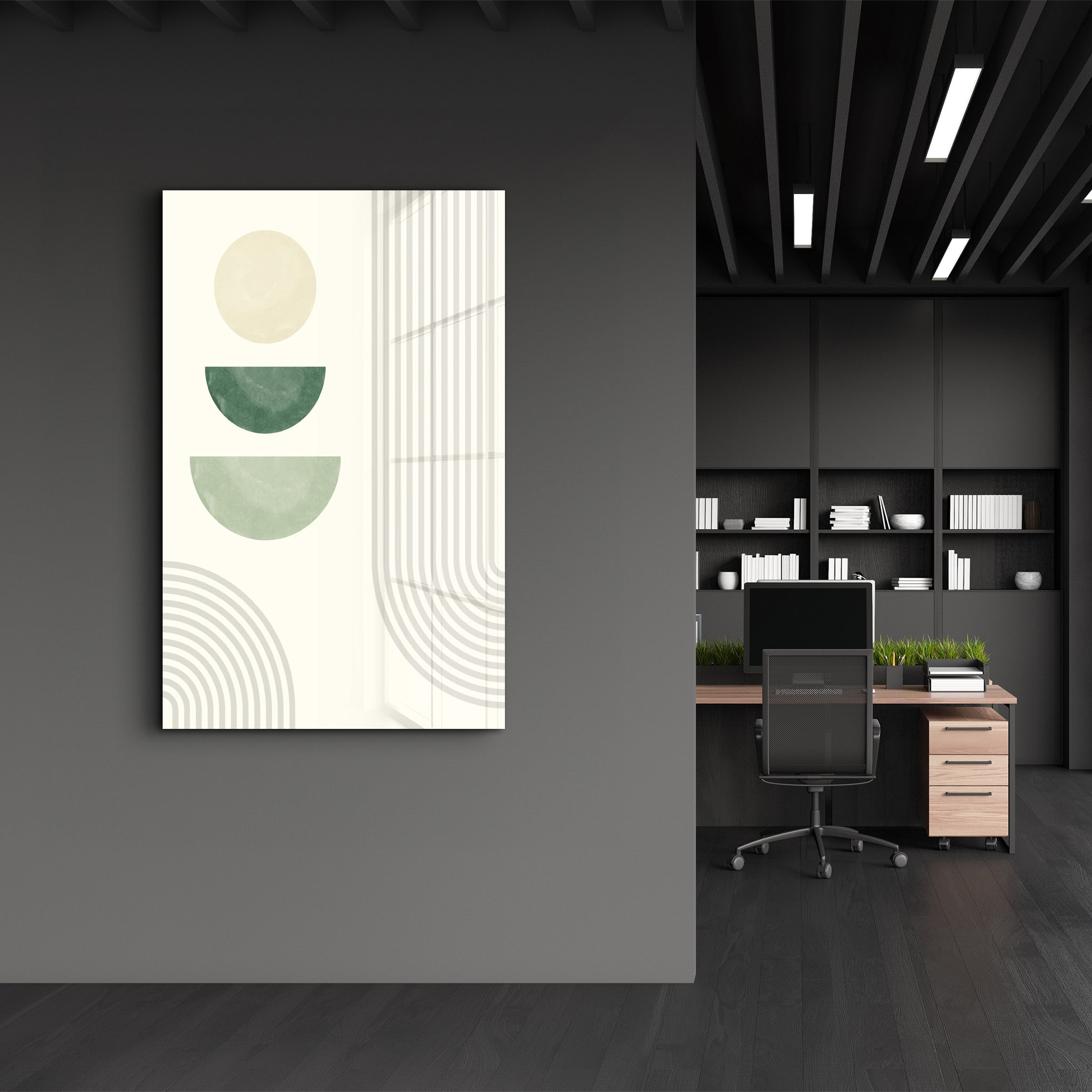 Stacked Halves & Lines Harmony - Glass Wall Art