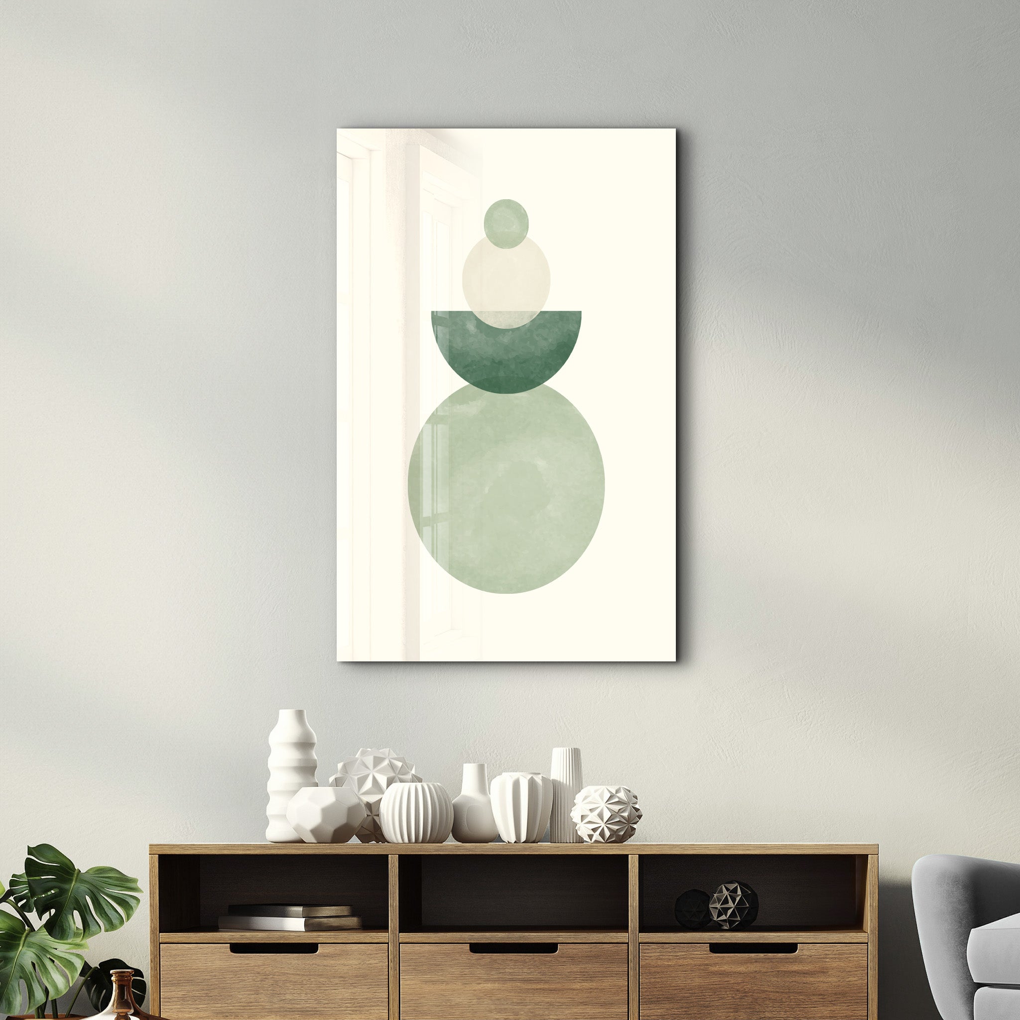 Stacked Simplicity with Circles - Glass Wall Art