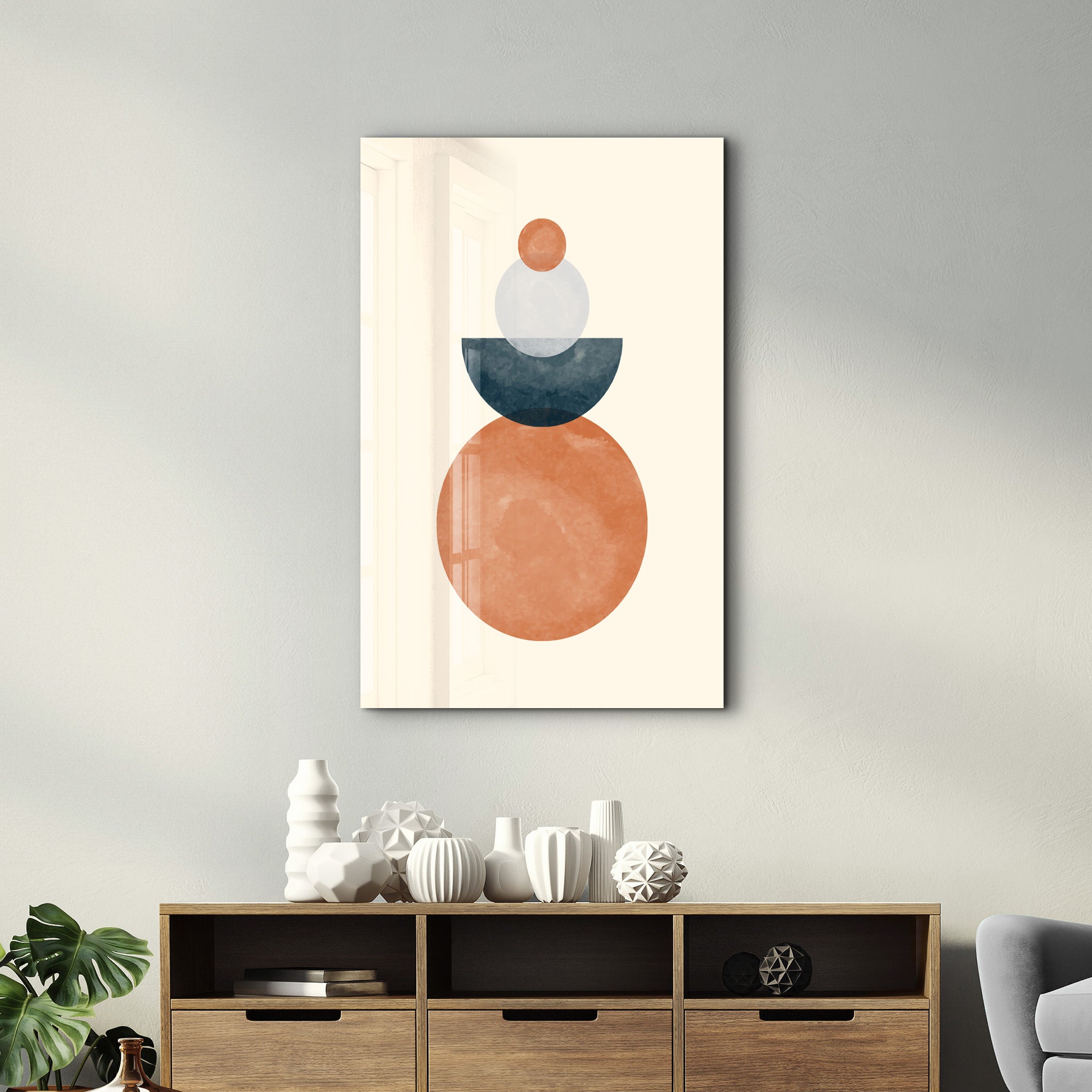 Stacked Spheres in Bold Hues - Glass Wall Art