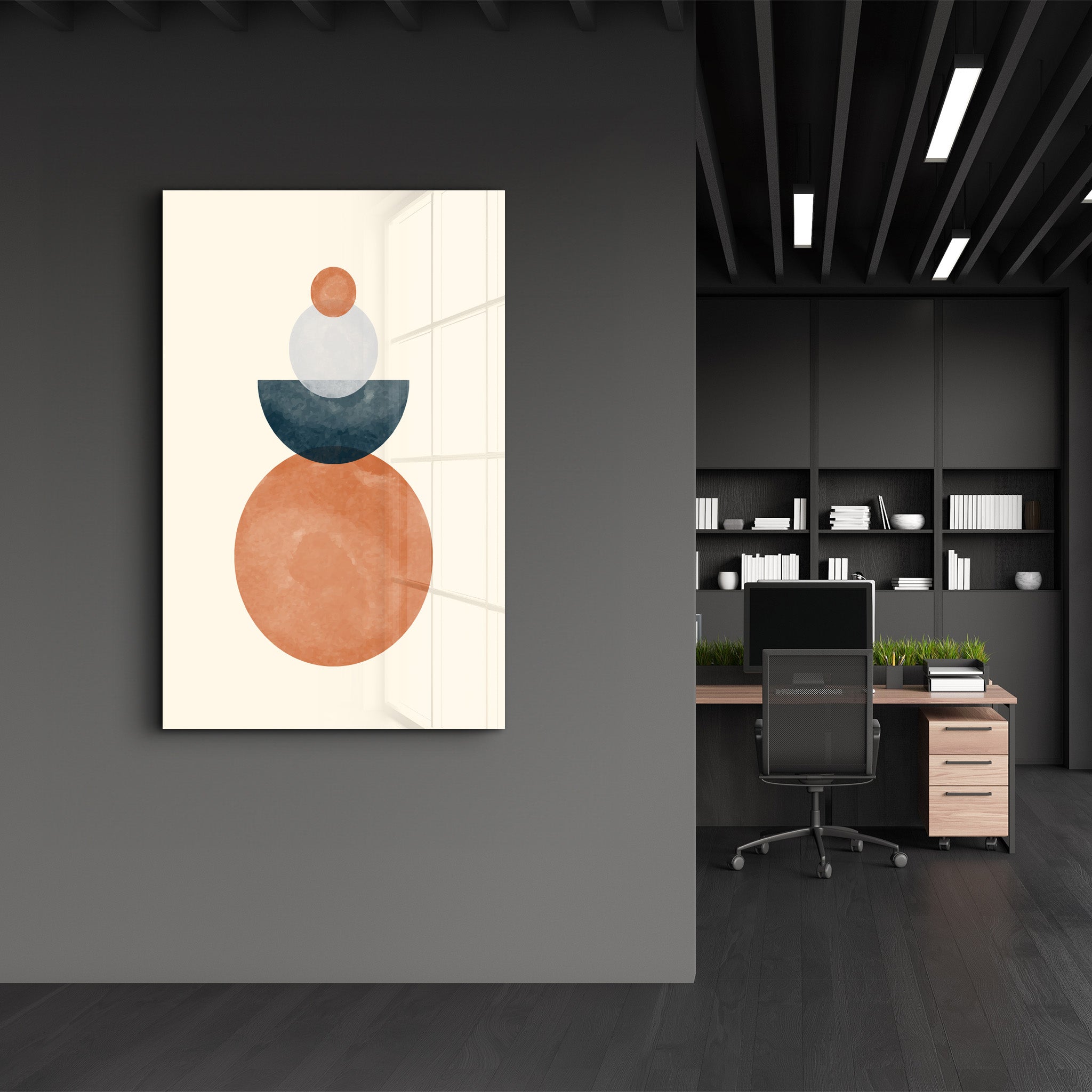 Stacked Spheres in Bold Hues - Glass Wall Art