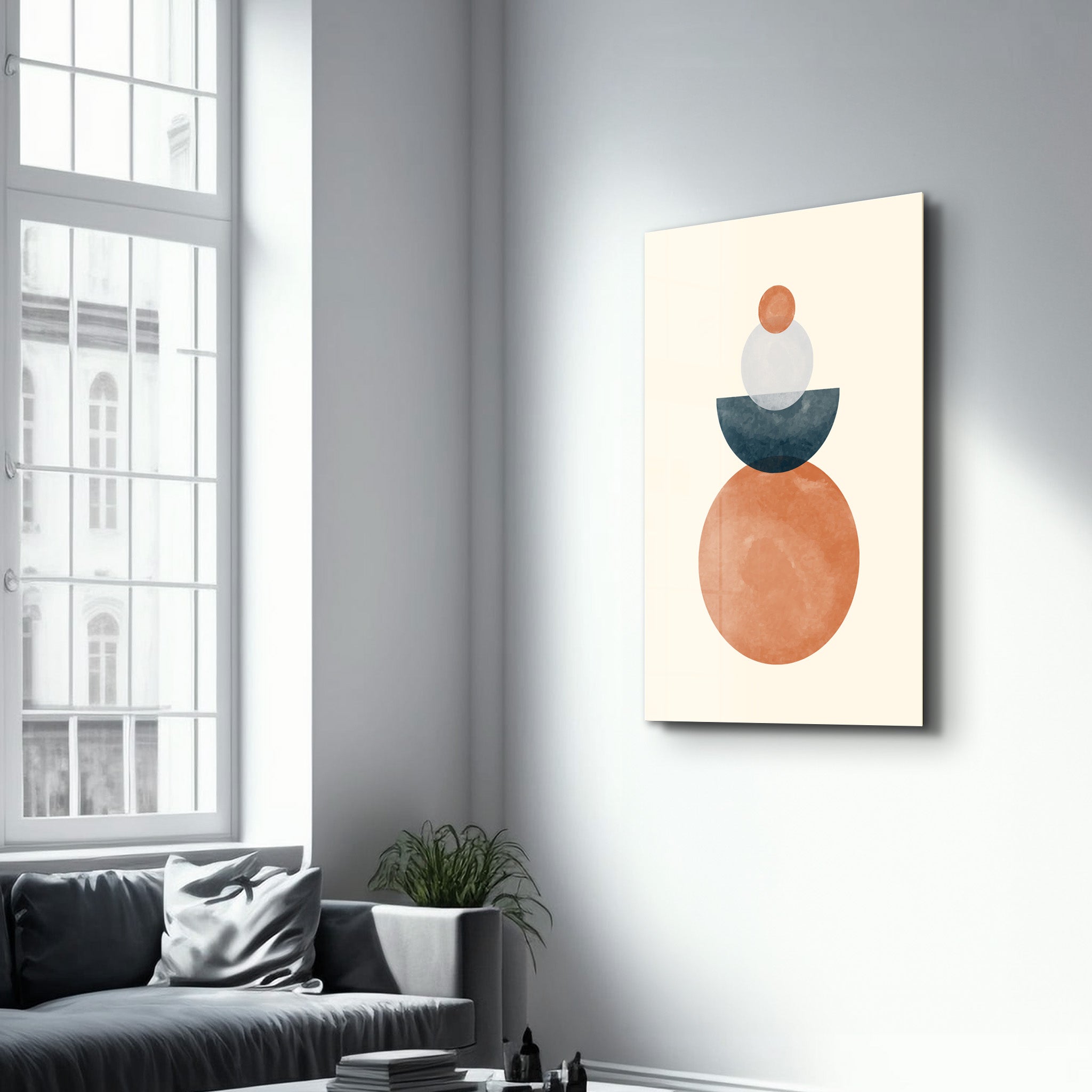 Stacked Spheres in Bold Hues - Glass Wall Art