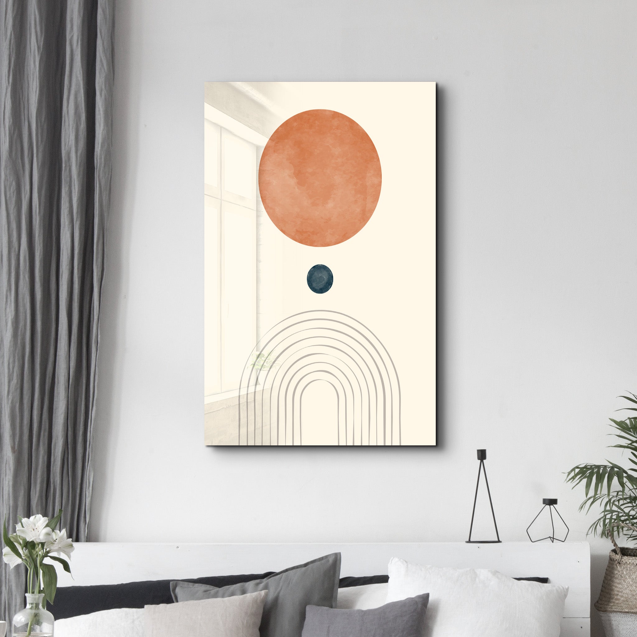 Sun & Arches Abstract Form - Glass Wall Art