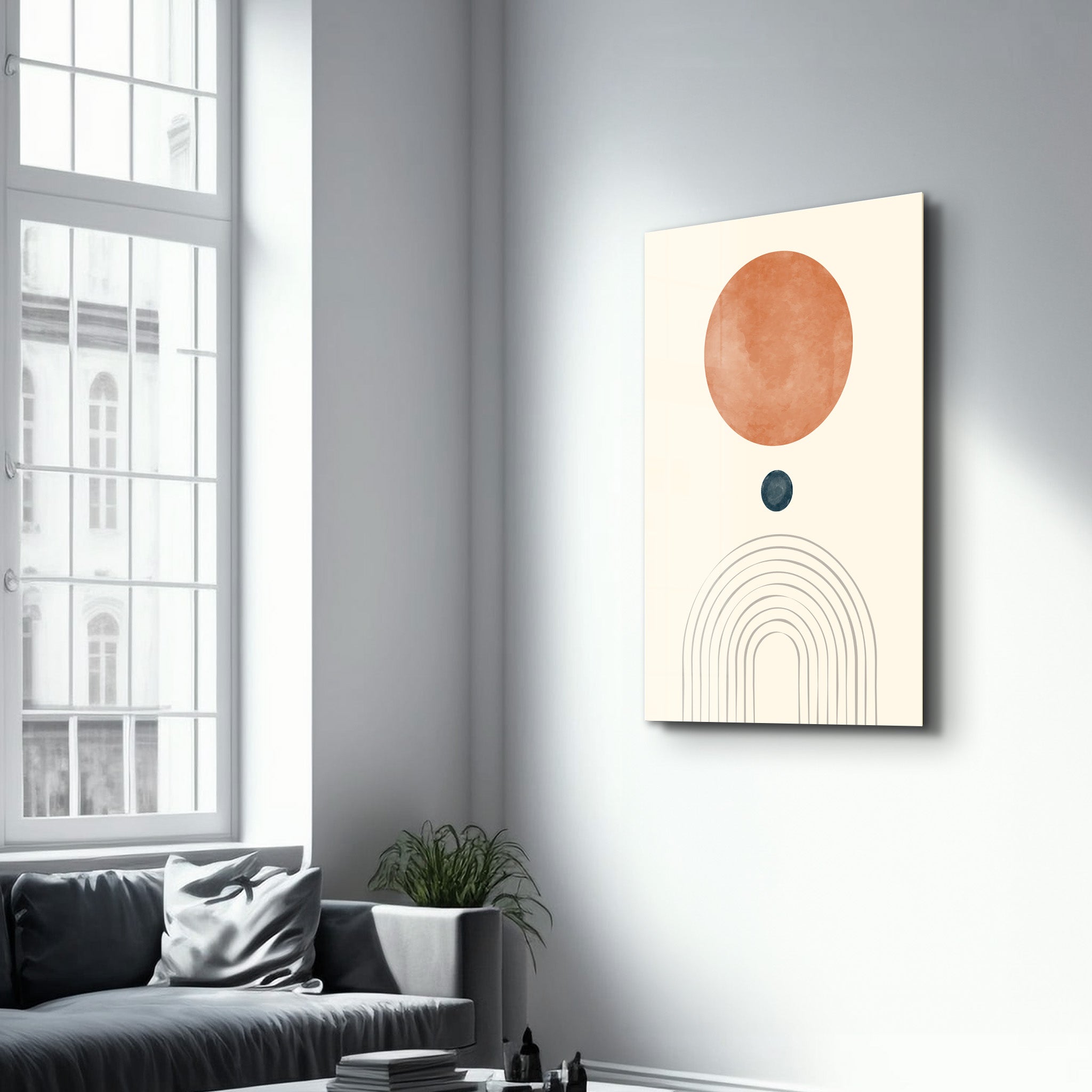 Sun & Arches Abstract Form - Glass Wall Art