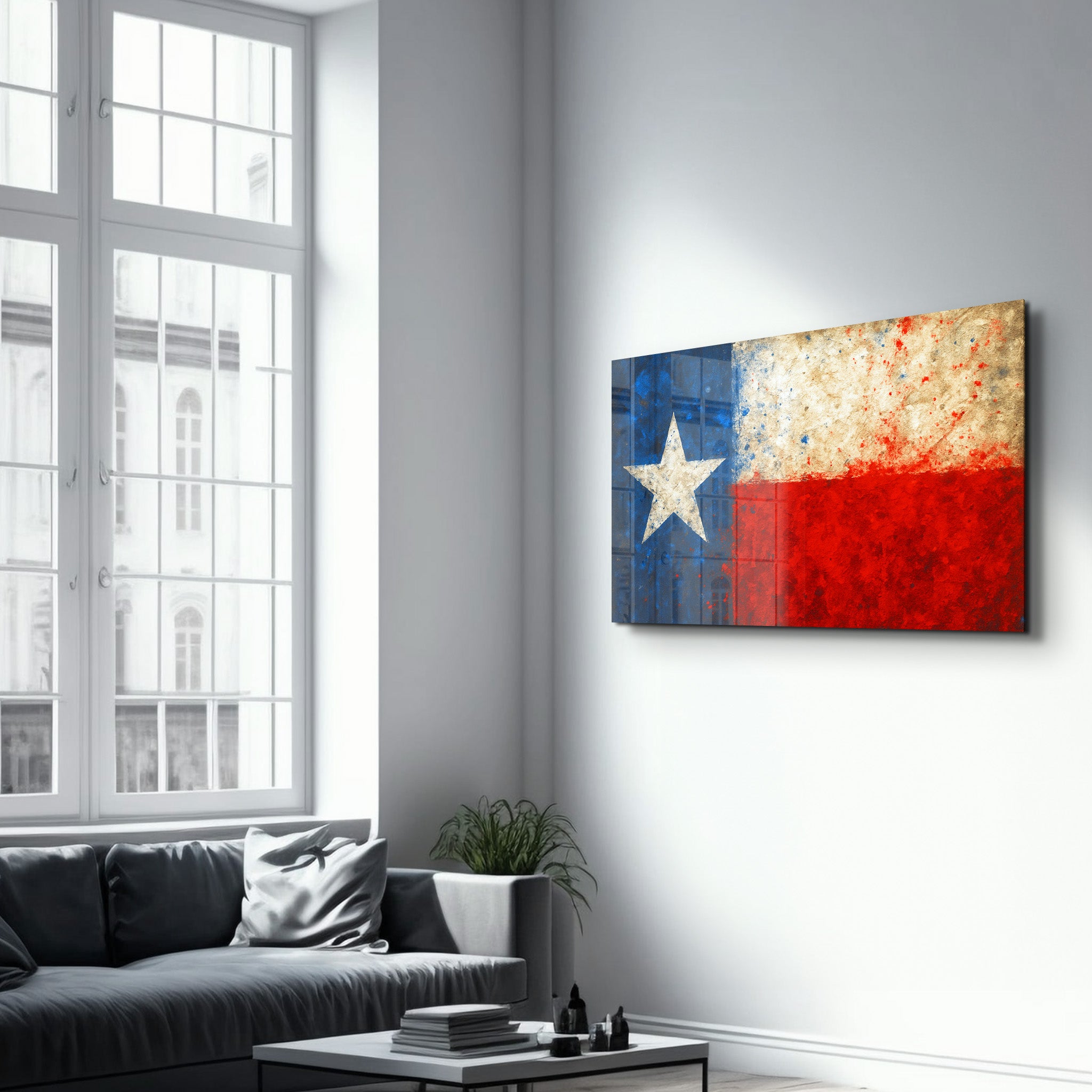 Texas Flag Splash - Glass Wall Art