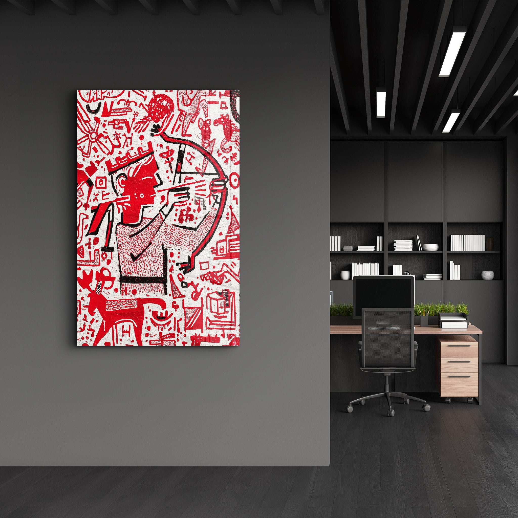 The Red Archer – Glass Wall Art