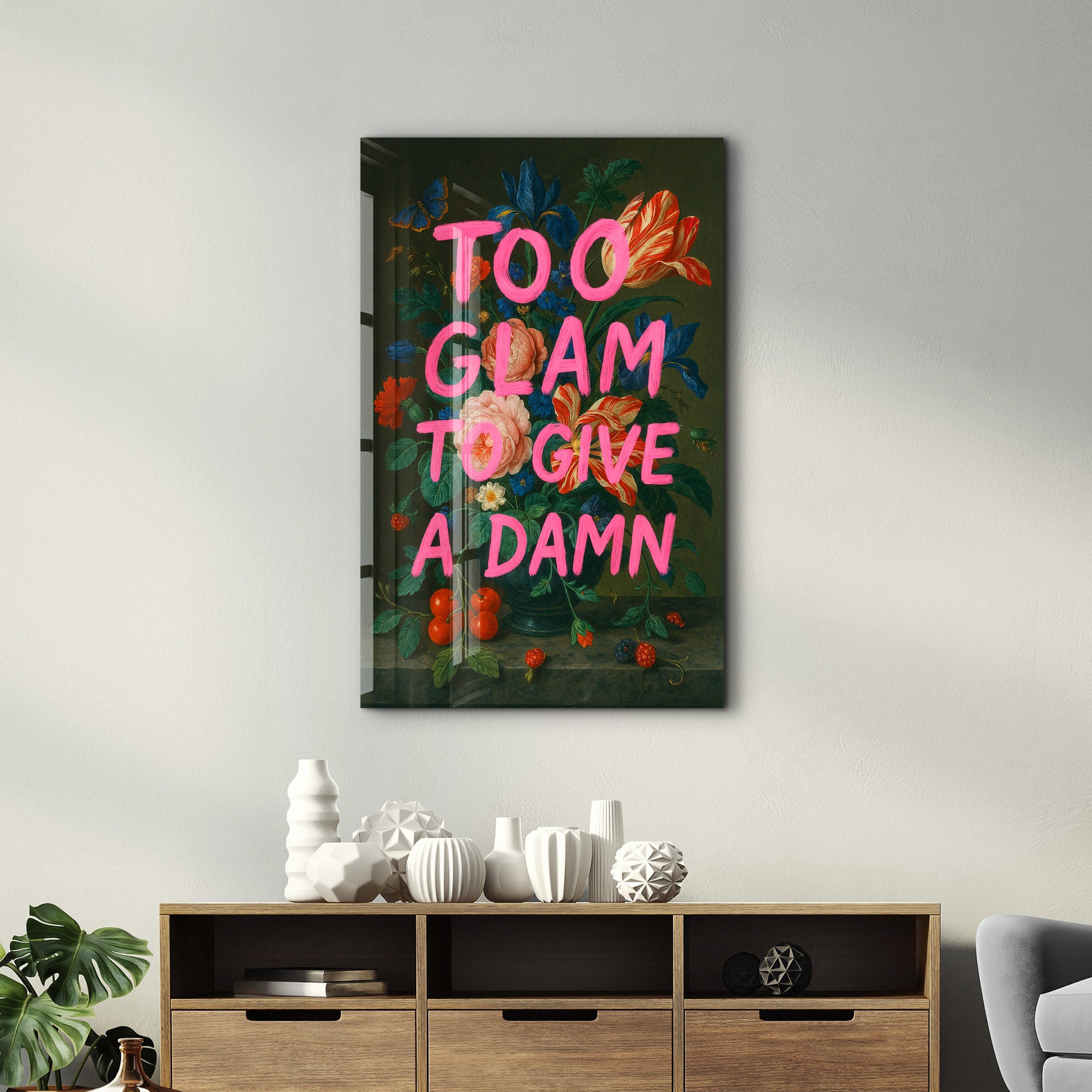 Too Glam to Give a D*mn - Luxe Attitude Glass Wall Art