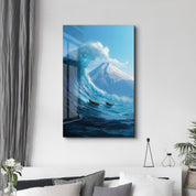 Tsunami & Fuji – Glass Wall Art