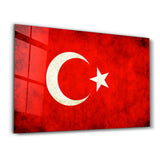 Turkish Flag Splash - Glass Wall Art