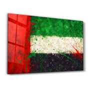 UAE Flag Splash - Glass Wall Art