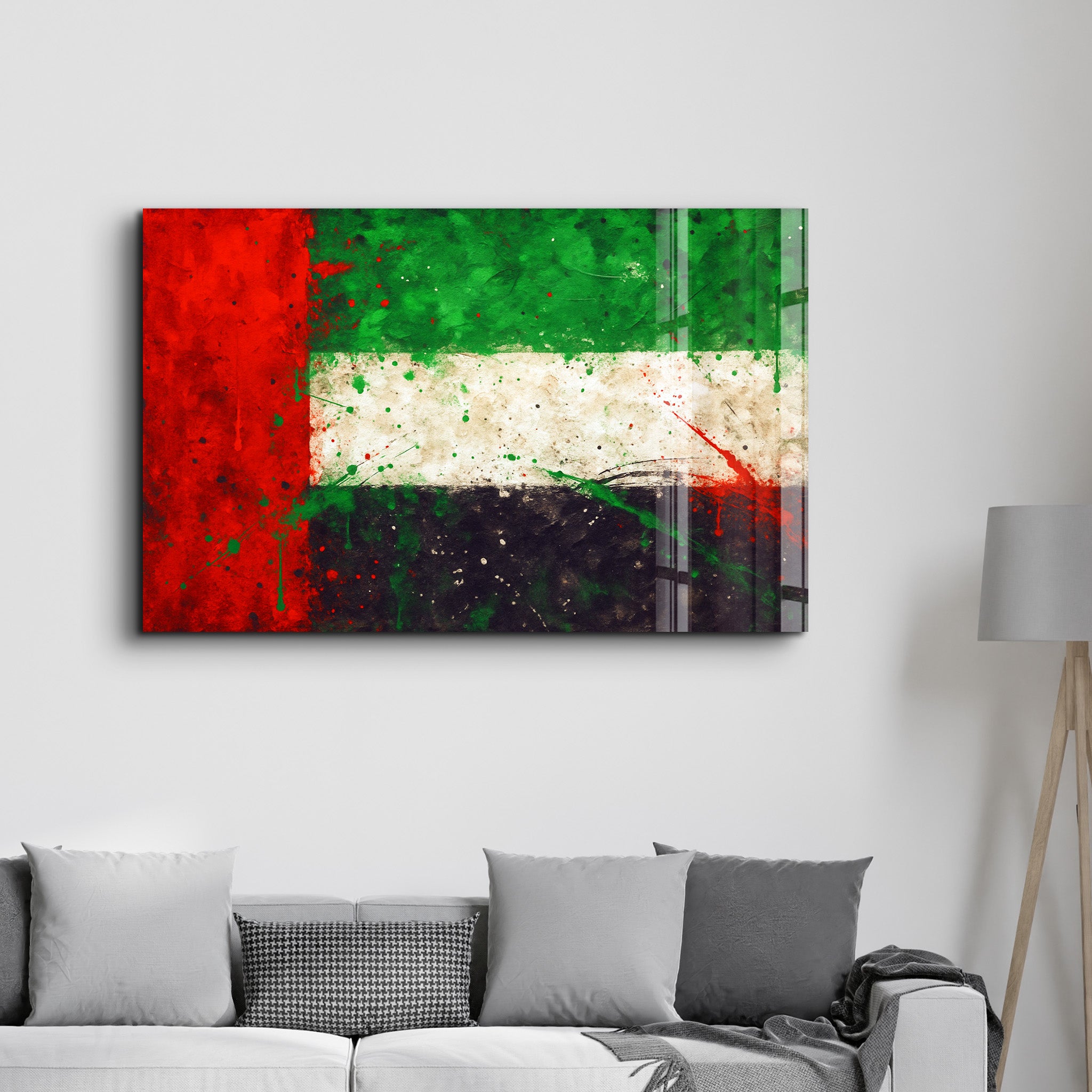 UAE Flag Splash - Glass Wall Art