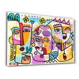Vibrant Faces in Pop Abstract | Glass Wall Art