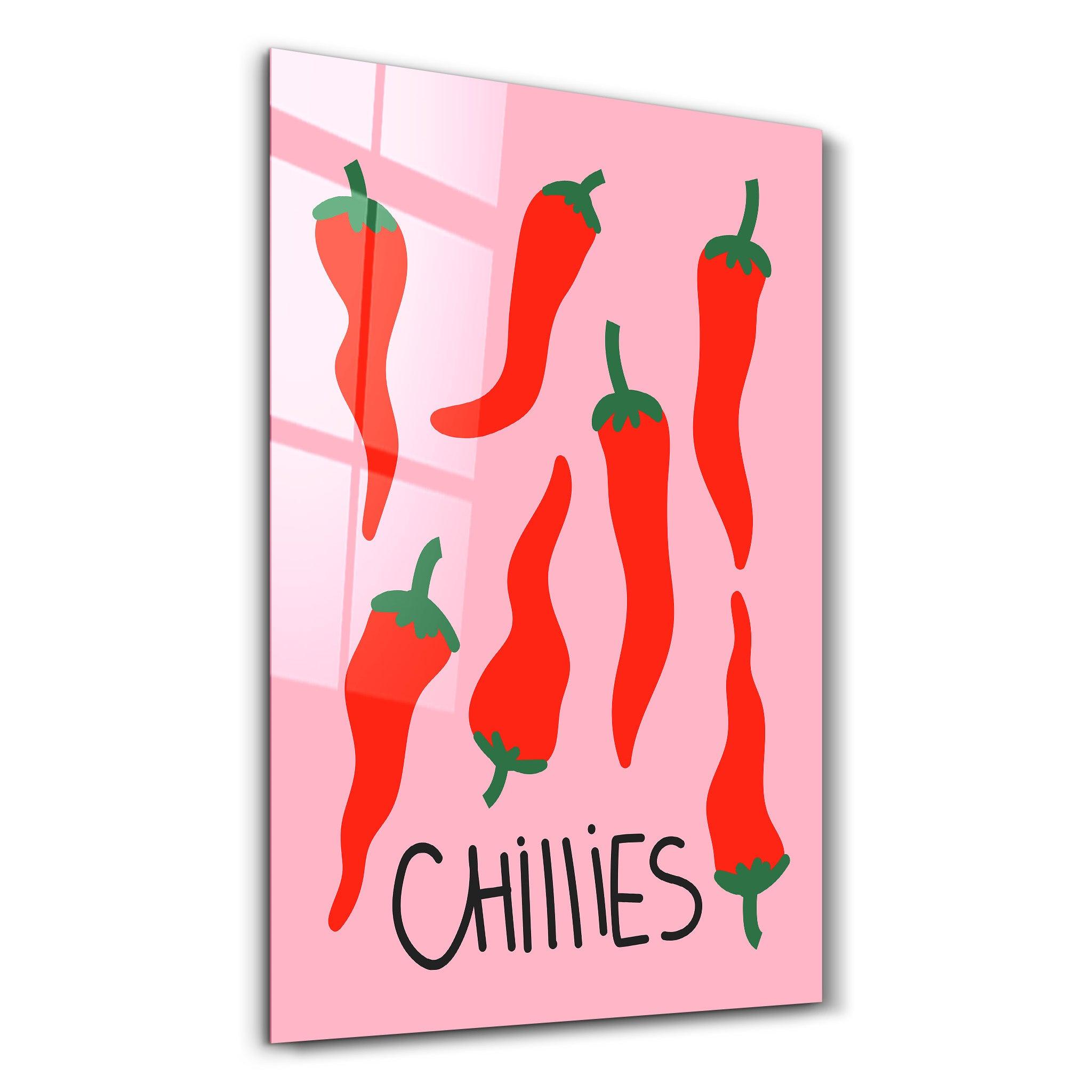 Chillies 🌶️ | Glass Wall Art - Artdesigna