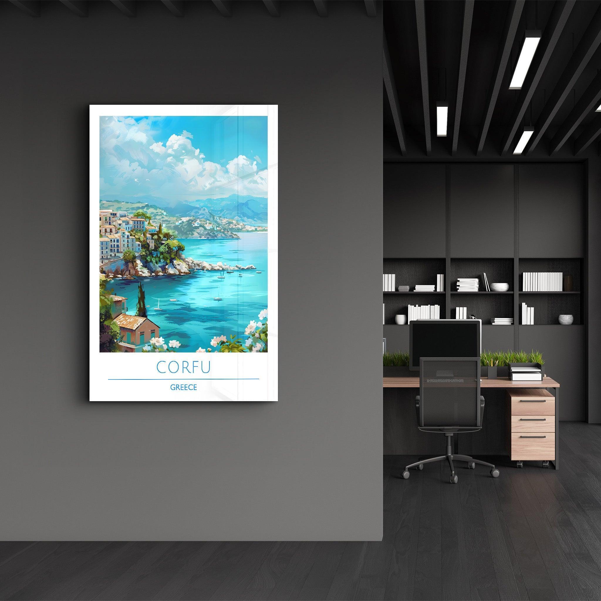 Corfu Greece-Travel Posters | Glass Wall Art - Artdesigna