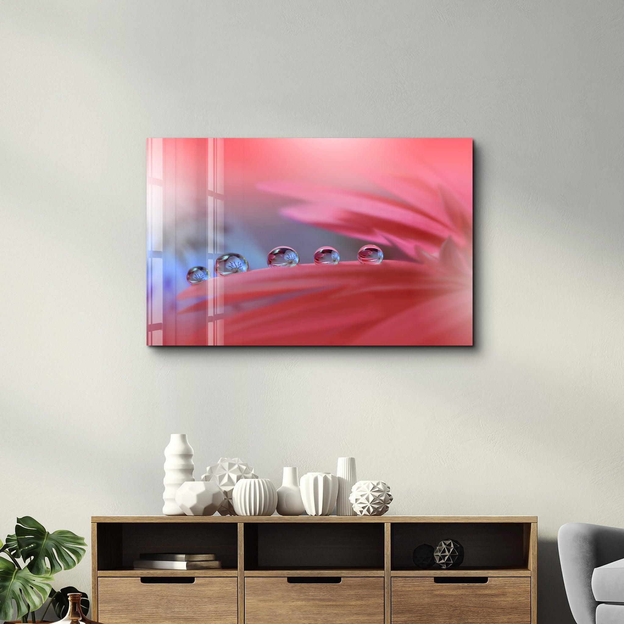 Delicate Dewdrops | Glass Wall Art - Artdesigna
