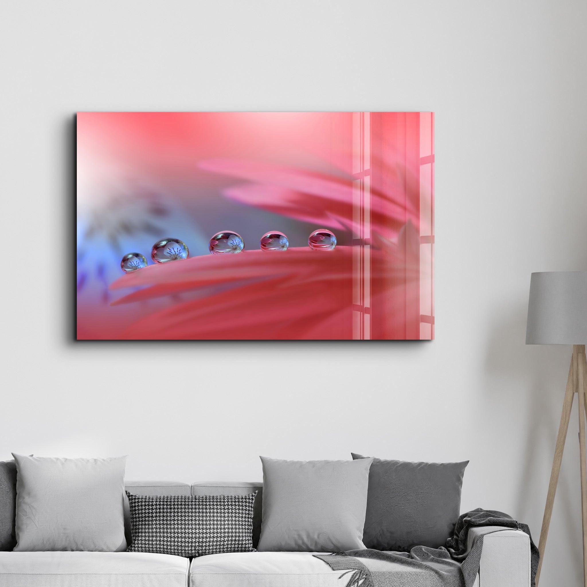 Delicate Dewdrops | Glass Wall Art - Artdesigna