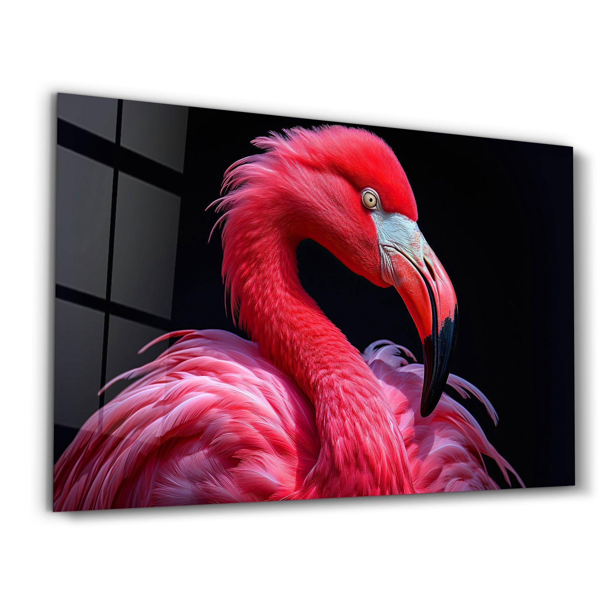 Flamingo’s Pink Symphony | Glass Wall Art - Artdesigna