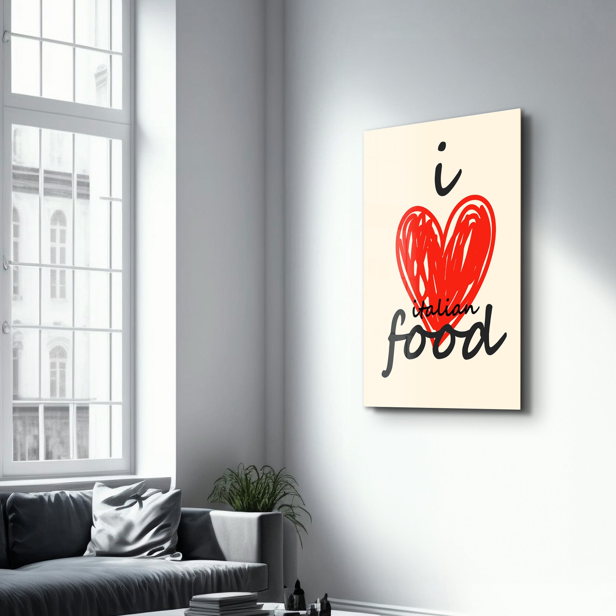 I love Italian Food | Glass Wall Art