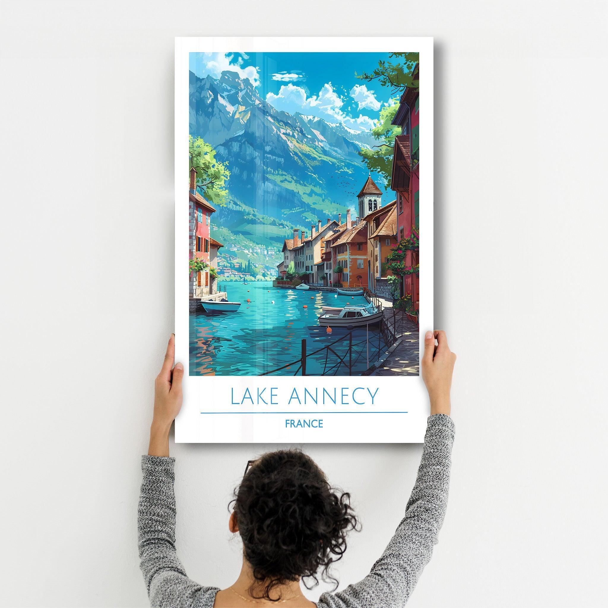 Lake Annecy France-Travel Posters | Glass Wall Art - Artdesigna