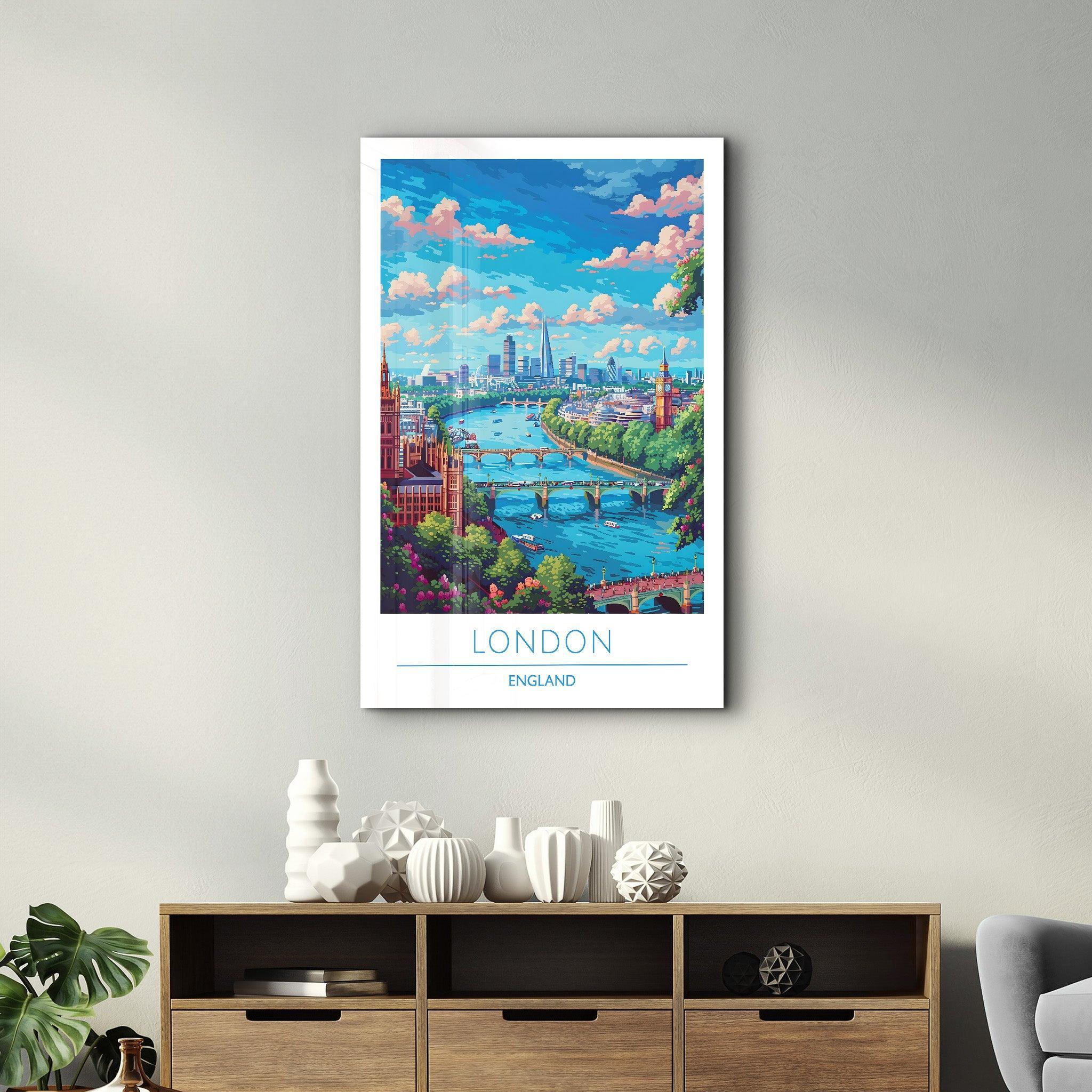 London England 1-Travel Posters | Glass Wall Art - Artdesigna