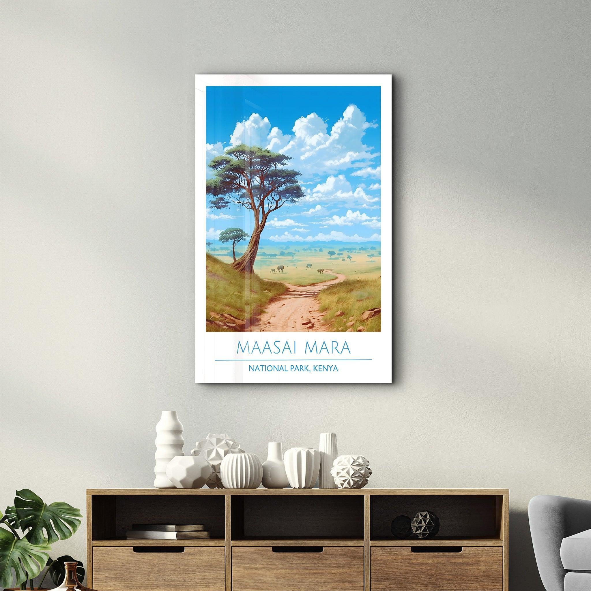 Maasai Mara- National Park Kenya-Travel Posters | Glass Wall Art - Artdesigna