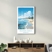 New Port Beach California-Travel Posters | Glass Wall Art - Artdesigna