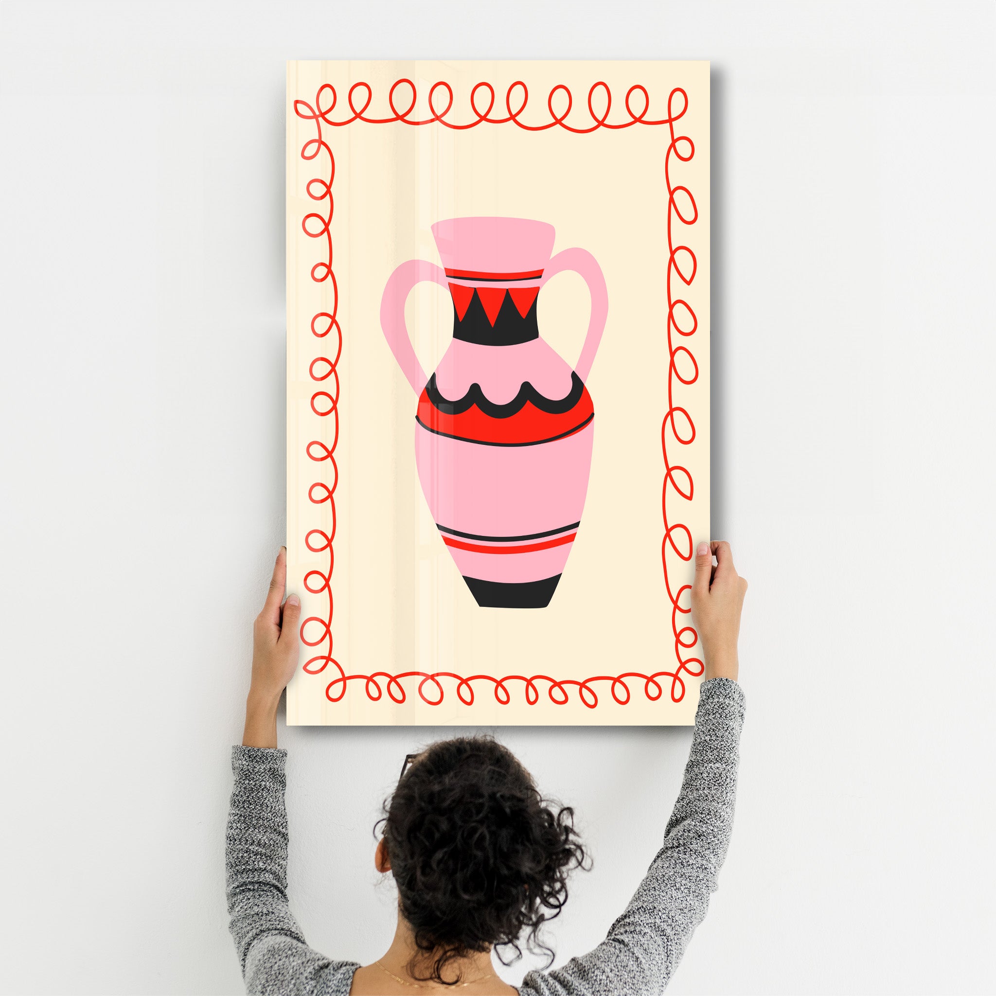 Pink Amphora | Glass Wall Art