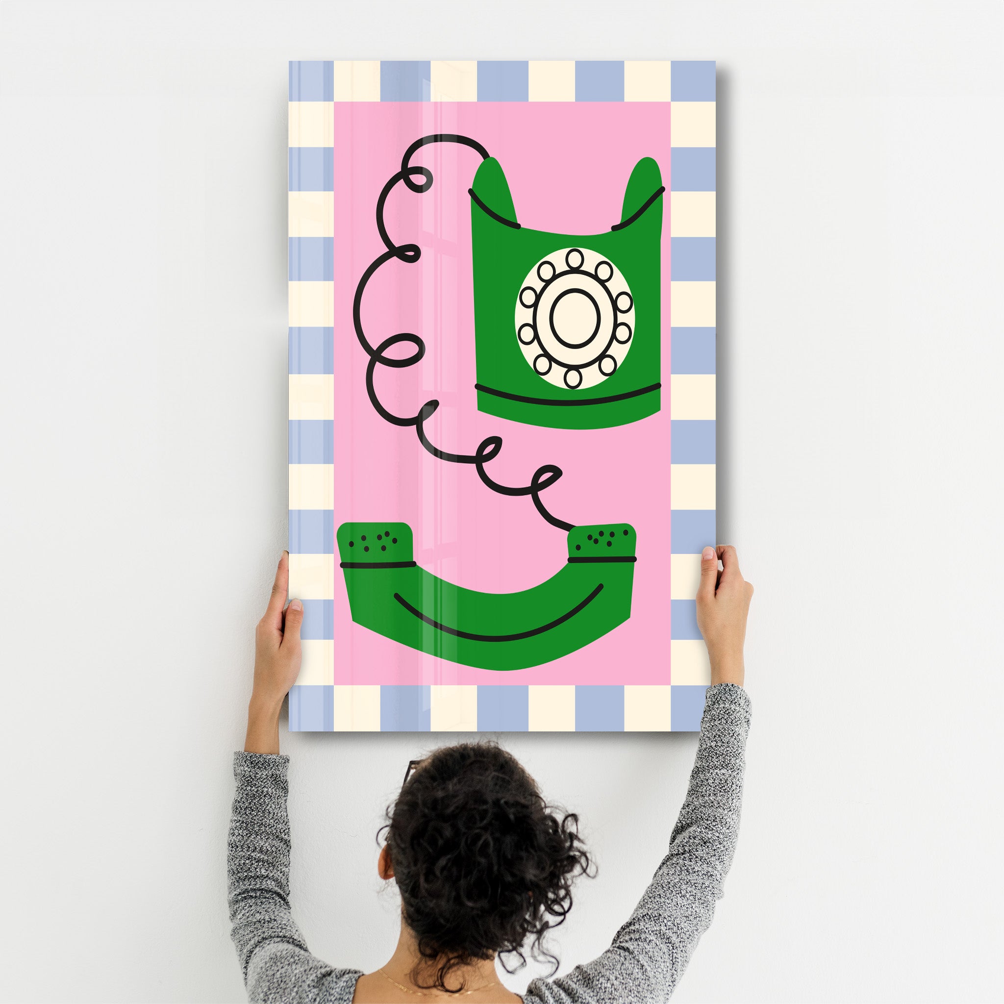 Retro Phone | Glass Wall Art