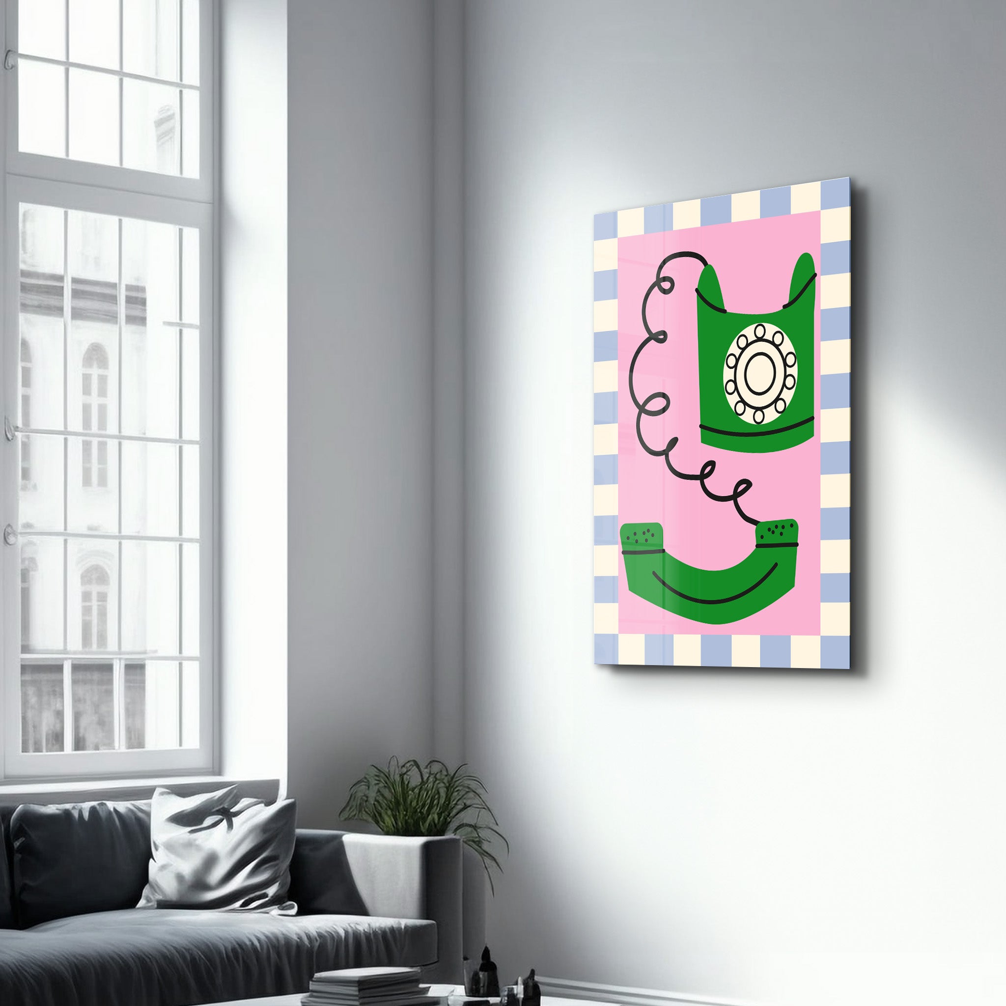 Retro Phone | Glass Wall Art