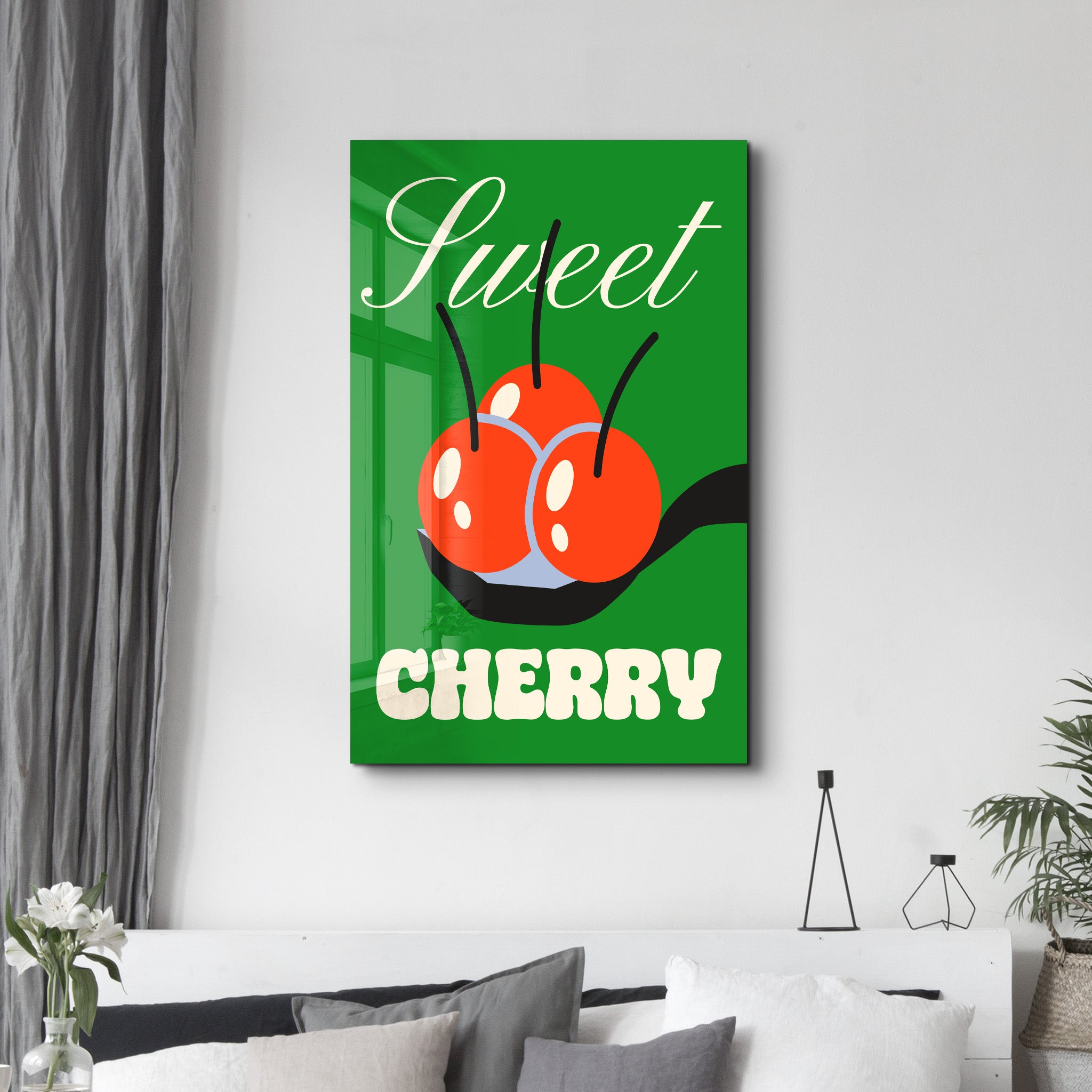 Sweet Cherry | Glass Wall Art