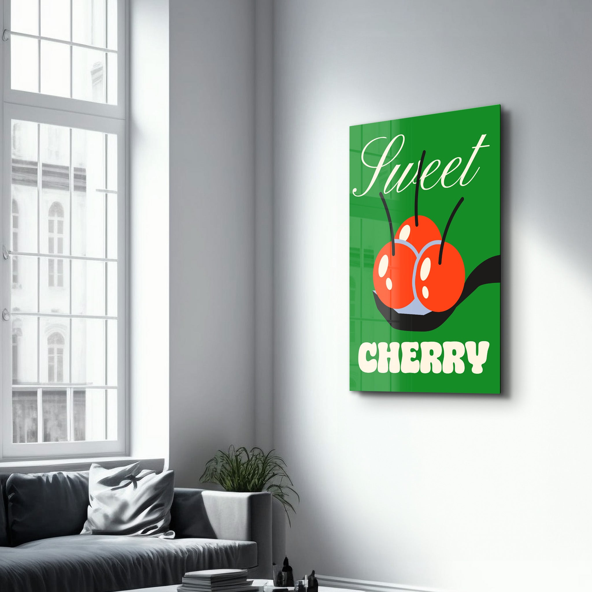 Sweet Cherry | Glass Wall Art