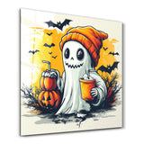 Chillin' Ghost: Halloween Vibes | Halloween Glass Wall Art