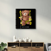Cute is Crime Teddy Bear | Glass Wall Art