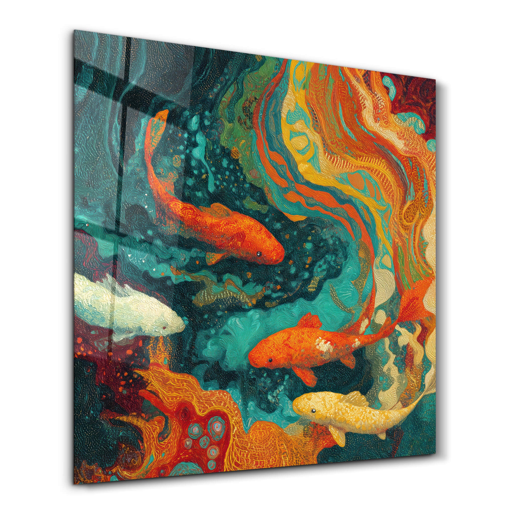 Koi Lake | Glass Wall Art