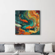 Koi Lake | Glass Wall Art