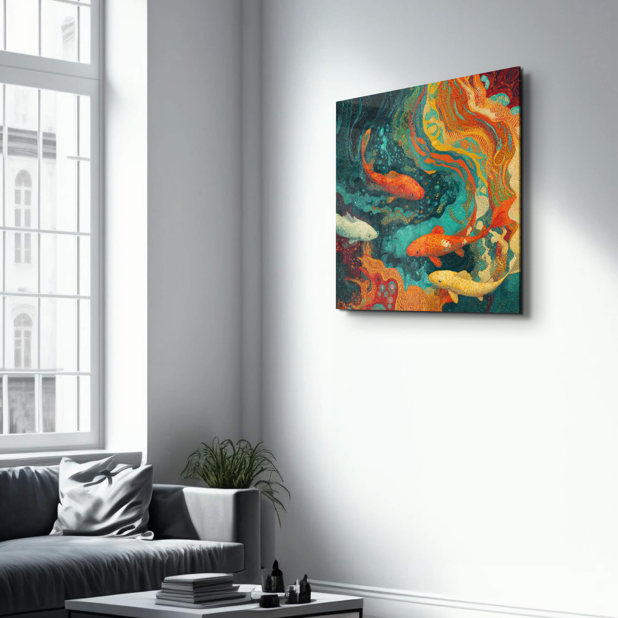 Koi Lake | Glass Wall Art