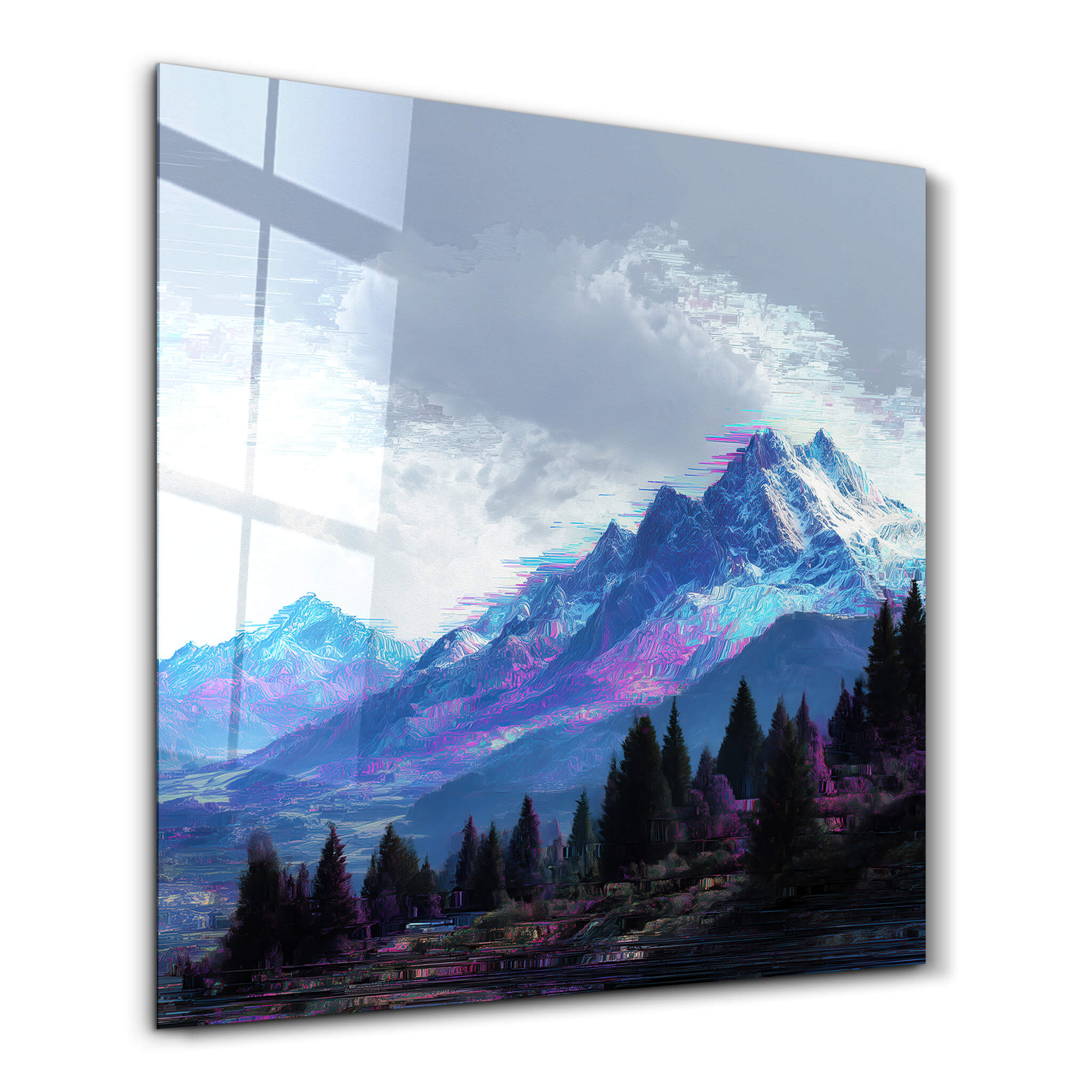Pixelated Summit | Glass Wall Art