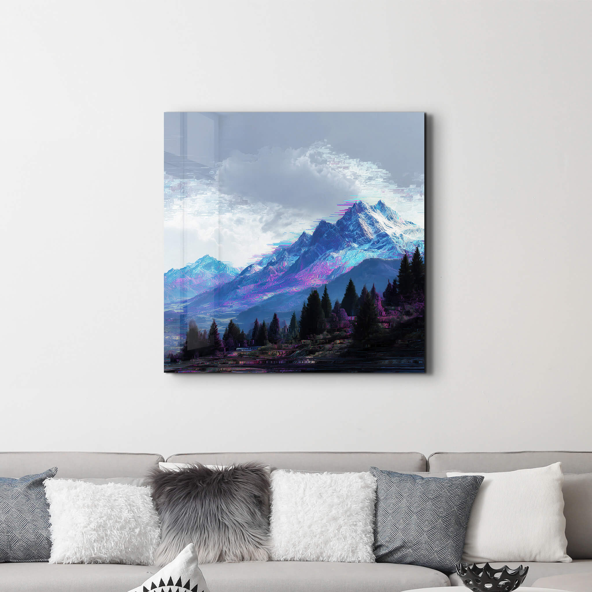 Pixelated Summit | Glass Wall Art