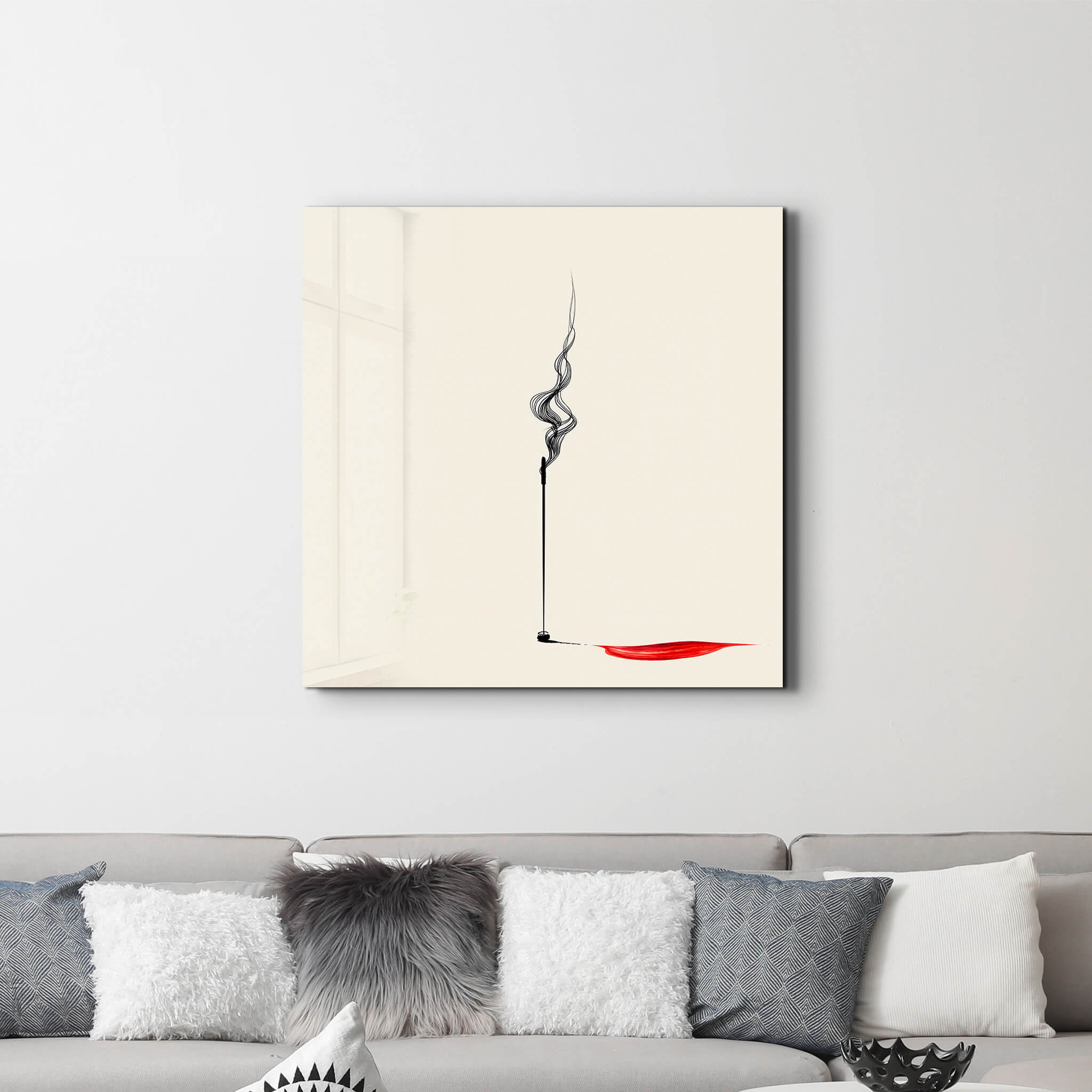 Glass wall art by Artdesigna featuring a Silent Flow-Reverse Shadow design, showcasing abstract, layered glass artwork.