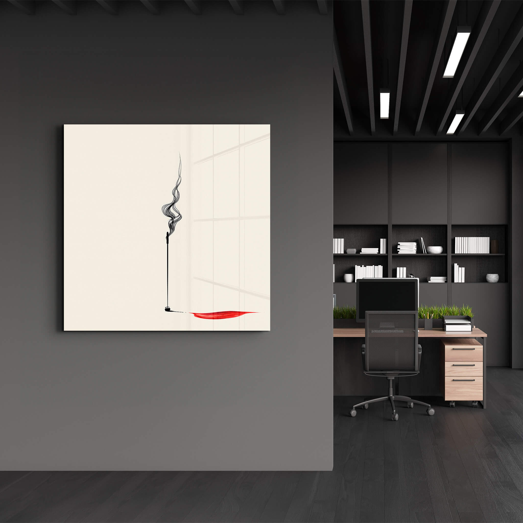 Artdesigna glass wall art titled Silent Flow-Reverse Shadow, featuring abstract glass design in a 16x16 inch square.