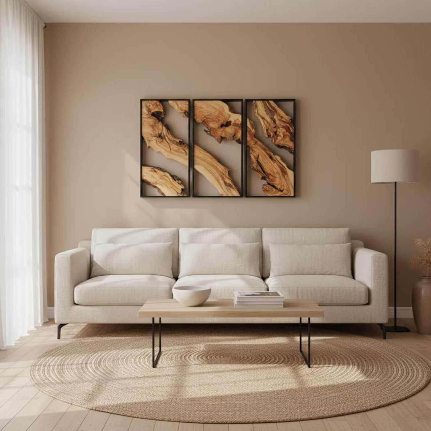 Olive Wood & Metal Wall Art - Handmade Wooden Wall Sculptures
