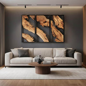 Olive Wood & Metal Wall Art - Handmade Wooden Wall Sculptures