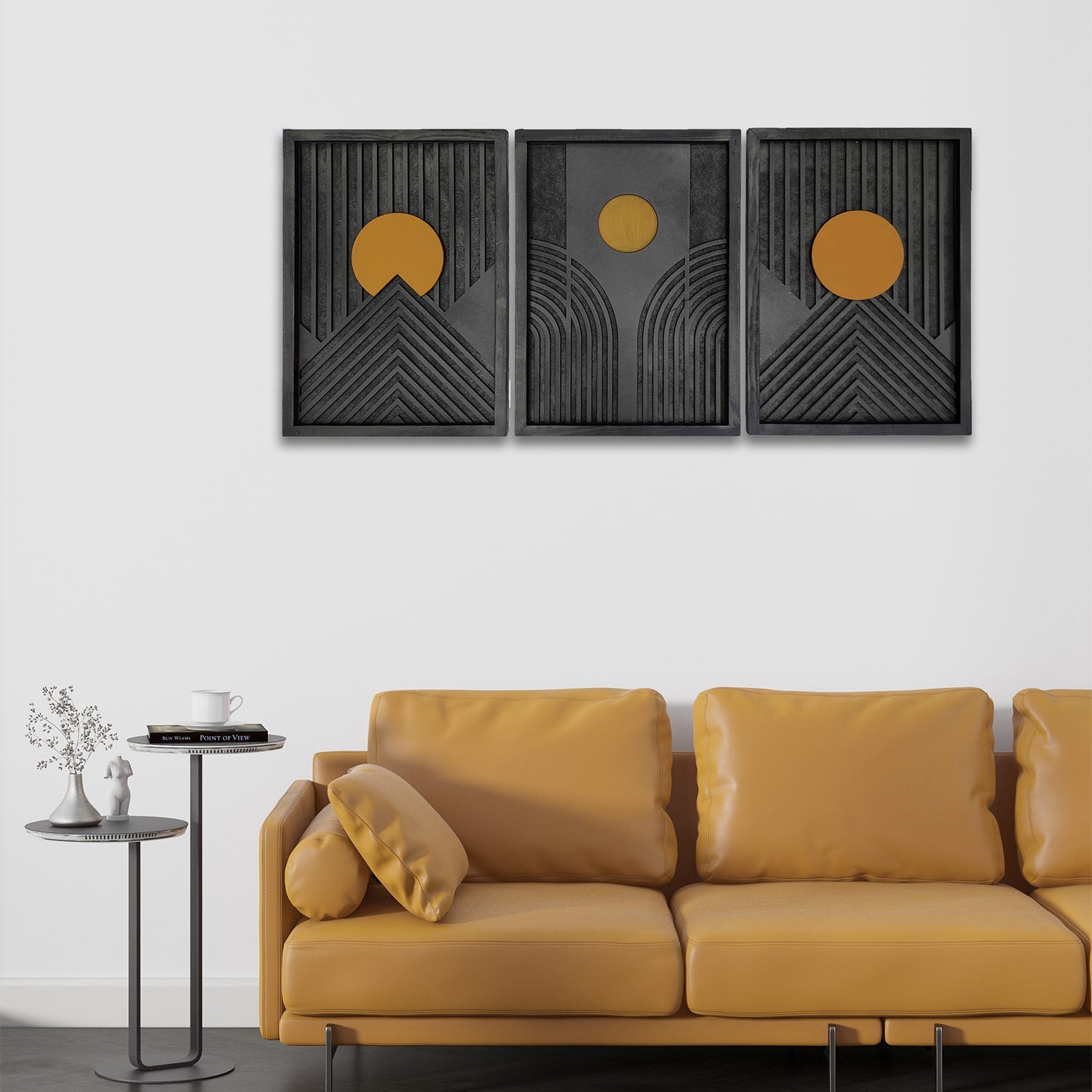 Golden Horizon Wooden Wall Art – Trio