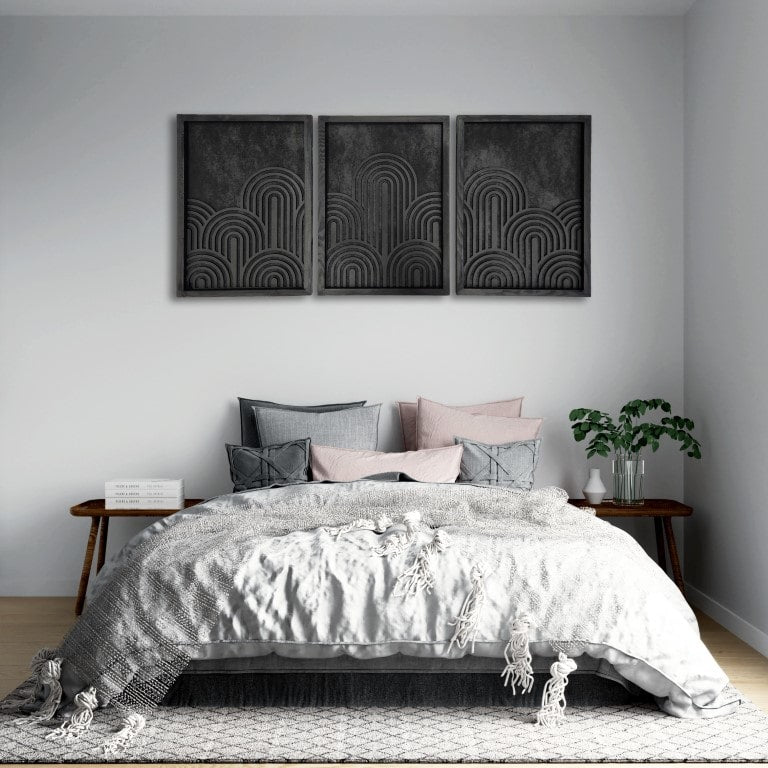 Minimalist Geometric Wooden Wall Art – Trio