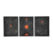Modern Geometric Wooden Wall Art with Orange Accents – Trio