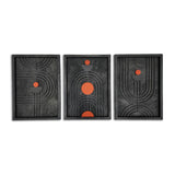 Modern Geometric Wooden Wall Art with Orange Accents – Trio